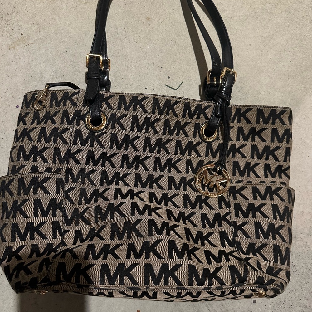 Michael Kors Black and Brown Logo Tote